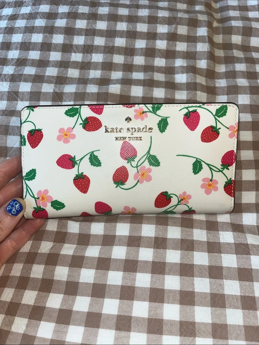 kate spade White Strawberry Floral Continental Wallet